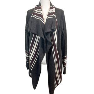 Eddie Bauer Sleepwear Gray Stripe Cardigan Size Medium Cozy Comfort